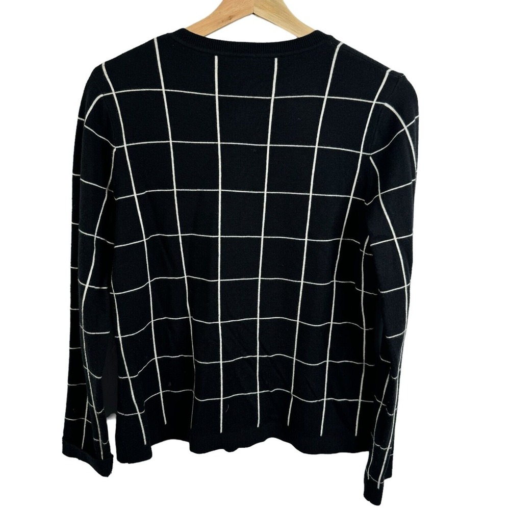 NYDJ cardigan sweater women Size M Black plaid long sleeve heavy Button Up - Picture 2 of 5